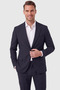 Men's Navy Blue Slim Fit Lycra Seersucker Fabric Suit Drawstring Elasticated Trousers 2602326