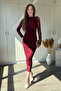 Drapeli Jacquard Sleeve Detailed Glitter Tulle Dress - 8