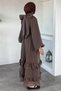 Neck Tie Detail, Elastic Sleeves, Ruffled Hijab Dress - 5
