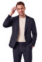 Men's Navy Blue Slim Fit Lycra Seersucker Fabric Suit Drawstring Elasticated Trousers 2602326 - 3