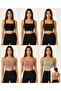 Women's Sports Bustier Thick Straps Square Neck Ribbed Crop Bustier Flexible Casual Athlete Top - 3