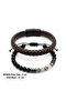 2-Piece Combination Men's Bracelet Set, Brown Braided Leather and Natural Stone Jewelry - 6