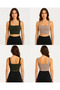 Women's Sports Bustier Thick Straps Square Neck Ribbed Crop Bustier Flexible Casual Athlete Top - 6