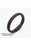 Men's Bracelet with Braided Detail in Brown Leather and Black Steel Clip - 5