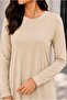 Women's Long Sleeve Crew Neck Side Slit Long Dress - 7