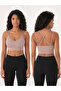 Women's V-Neck Double Straps Cross Back Sports Bustier Crop Top