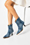 Women's Navy Blue Code Fabric Stone Ankle Zipper Pointed Toe Heeled Boots Stylish Evening Dress Boots - 2