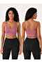Women's V-Neck Double Straps Cross Back Sports Bustier Crop Top