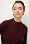 Buttoned Collar Ribbed Knit Sweater 10350 - 3