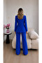 Jacket, Trousers and Double Blazer Set with Stone Accessories on the Collar - 4
