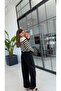 Floral Buttoned Striped Knitwear Cardigan Cream - 4