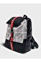Women's Black Patterned Backpack - 6
