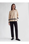 Peak New Season Beige Crew Neck Striped Women's Knitwear Sweater - 2
