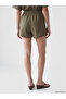 Lcw Everyday Khaki Elastic Waist Linen Look Women's Shorts - 4