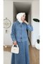 Women's Jeans Suit with Pockets, Zippered Jacket and Elastic Waist - 2