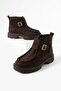 Brown Suede Buckle Zippered Light Sole Comfortable Thick Sole Boots - 2