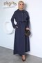 Long Sleeve Dress with Elastic Waist and Zippered Vest, Islamic Clothing, Two-Piece Set