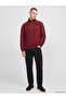 Xside Burgundy High Collar Printed Men's Sweatshirt - 2