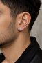 Hole Punched 8 mm Luxury Crystal Stone Special Design 316 L Steel Men's Unisex Earring 1 Piece - 5