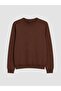 Lcwaikiki Classic Brown Crew Neck Men's Thick Sweatshirt - 5