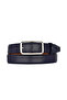 Genuine Leather, 3 cm Silver Color Rectangular Buckle, Navy Blue, Stitched Classic Women's Belt, 3Cmkla50 - 6