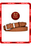 Genuine Leather, 3 cm Silver Color Buckle, Nubuck Tan, Stitched Classic Women's Belt, 3Cmkla48
