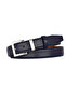 Genuine Leather, 3 cm Silver Color Buckle, Navy Blue, Stitched Classic Women's Belt, 3Cmkla48 - 6