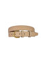 Genuine Leather, 3 cm Gold Color Buckle, Dark Cream, Stitched Classic Women's Belt, 3Cmkla02 - 2