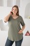 Women's V-Neck Plus Size T-Shirt with Slit and Stitched Hem - 4
