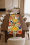 Mediterranean Sun and Sicilian Tile Patterned Laser Cut Decorative Table Runner – Colorful Tablecloth