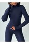 Winter Fleece Lined Turtleneck Long Sleeve Body Blouse with Finger Detail - 5