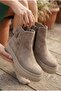 Robin Beige Suede Stitched Non-Slip Flat Sole Boots - 2