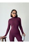 Winter Fleece Lined Turtleneck Long Sleeve Body Blouse with Finger Detail - 7