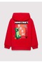 M6S10188 Minecraft Printed Hooded Children's Sweatshirt Red - 2