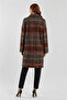 Women's Plaid Patterned Long Woven Oversized Coat - 2