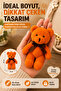 1 Piece Orange Plush Teddy Bear Keychain 15X8 cm Bag Backpack Key Accessory Cute Bow - 3
