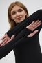 Winter Fleece Lined Turtleneck Long Sleeve Body Blouse with Finger Detail - 5
