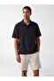 Lcw Vision Black Relax Fit Men's Textured Shirt