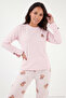 Teddy Bear Patterned Elastic Waist Long Sleeve Pajama Set Women's Pajama Set 6575023 - 5