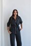 Anthracite Zippered Waist-Tie Jacket and Trousers Set - 4