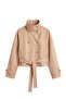 Camel Zinno High Collar Belted Trench Coat