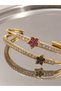 Women's Gold Color Double Row Stone Star Figured Bracelet Stylish Elegant Showy Design for Daily Use Special Occasions and Gift - 2
