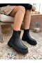 Arven Black Leather Stitched Non-Slip Sole Flat Boots - 4