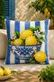 Blue Yellow Lemon Patterned 5-Piece Decorative Set – 4 Throw Pillows + 1 Runner - 6
