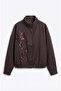 Bitter Brown Embroidered Bomber Jacket
