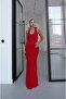Red Lace Halter Dress - 5