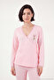Patterned Lace Detailed Tied Long Sleeve Pajama Set Women's Pajama Set 6575024 - 4