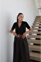 Black Zippered Polo Neck Knitwear Blouse