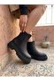 Arven Black Leather Stitched Non-Slip Sole Flat Boots - 3