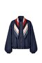 Navy Blue Scarf Bomber Jacket - 6